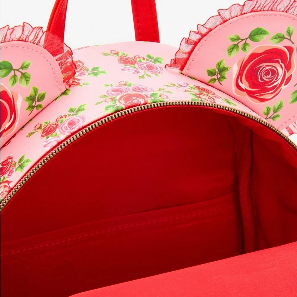 Disney Loungefly Disney Minnie Mouse Pink & Red Roses with Mini Flap Wallet - Picture 4 of 10